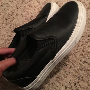 Vans leather slip ons